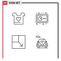 Modern Set of 4 Filledline Flat Colors and symbols such as clothes expand wedding gaming view Editable Vector Design Elements