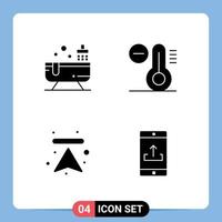 Group of Modern Solid Glyphs Set for bathroom up water temperature application Editable Vector Design Elements