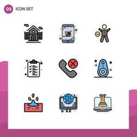 Universal Icon Symbols Group of 9 Modern Filledline Flat Colors of mobile call gym clipboard web Editable Vector Design Elements