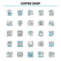 25 Coffee Shop Black and Blue icon Set Creative Icon Design and logo template Creative Black Icon vector background