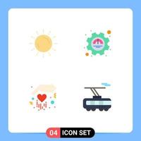 4 concepto de icono plano para sitios web móviles y aplicaciones sol regalo amanecer excelencia amor elementos de diseño vectorial editables vector