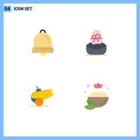 User Interface Pack of 4 Basic Flat Icons of bell canon christmas bell easter salt Editable Vector Design Elements