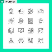 Set of 16 Commercial Outlines pack for electronics funding employee investment budget Editable Vector Design Elements