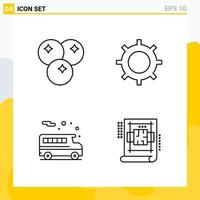 Collection of 4 Universal Line Icons Icon Set for Web and Mobile Creative Black Icon vector background