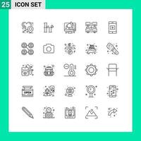 Mobile Interface Line Set of 25 Pictograms of connections cell speaker mobile local Editable Vector Design Elements