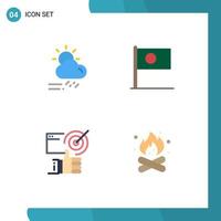 paquete de iconos planos de 4 símbolos universales de la temporada de la bandera de la nube bangla logró elementos de diseño vectorial editables vector