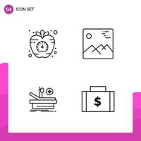 Outline Icon set Pack of 4 Line Icons isolated on White Background for responsive Website Design Print and Mobile Applications Creative Black Icon vector background