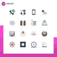 Pictogram Set of 16 Simple Flat Colors of play gaming phone game samsung Editable Pack of Creative Vector Design Elements