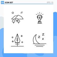 Modern 4 Line style icons Outline Symbols for general use Creative Line Icon Sign Isolated on White Background 4 Icons Pack Creative Black Icon vector background