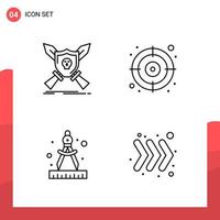 Pack of 4 Universal Outline Icons for Print Media on White Background Creative Black Icon vector background