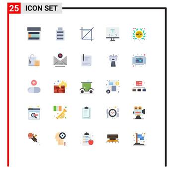 grupo de 25 signos y símbolos de colores planos para el desarrollo de etiquetas, desarrollo de cultivos, codificación de elementos de diseño de vectores editables