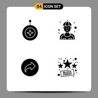 Universal Icon Symbols Group of 4 Modern Solid Glyphs of badge basic shield mechanic right Editable Vector Design Elements