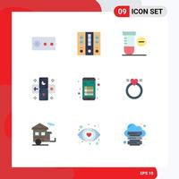 Set of 9 Modern UI Icons Symbols Signs for note book science app tarot Editable Vector Design Elements