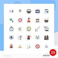 Modern Set of 25 Flat Colors and symbols such as list check song wireframe trolley Editable Vector Design Elements