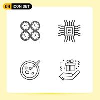 4 Creative Icons for Modern website design and responsive mobile apps 4 Outline Symbols Signs on White Background 4 Icon Pack Creative Black Icon vector background