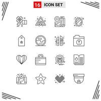 Mobile Interface Outline Set of 16 Pictograms of one decoration route home interior Editable Vector Design Elements