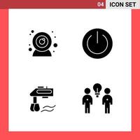 4 Icon Pack Solid Style Glyph Symbols on White Background Simple Signs for general designing Creative Black Icon vector background