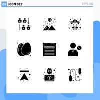 Set of 9 Modern UI Icons Symbols Signs for search find flower add food Editable Vector Design Elements