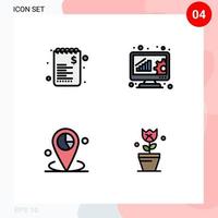 Set of 4 Modern UI Icons Symbols Signs for commerce graph shopping data management place Editable Vector Design Elements