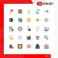 Set of 25 Modern UI Icons Symbols Signs for time hour working area water market Editable Vector Design Elements