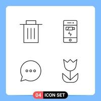 4 Line Black Icon Pack Outline Symbols for Mobile Apps isolated on white background 4 Icons Set Creative Black Icon vector background