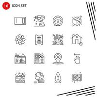 Collection of 16 Vector Icons in Line style Pixle Perfect Outline Symbols for Web and Mobile Line Icon Signs on White Background 16 Icons Creative Black Icon vector background