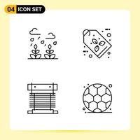 4 Creative Icons for Modern website design and responsive mobile apps 4 Outline Symbols Signs on White Background 4 Icon Pack Creative Black Icon vector background