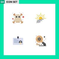 Set of 4 Modern UI Icons Symbols Signs for dangerous id brightness spring computer Editable Vector Design Elements
