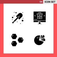 4 Icon Pack Solid Style Glyph Symbols on White Background Simple Signs for general designing Creative Black Icon vector background