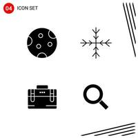 Collection of 4 Vector Icons in solid style Pixle Perfect Glyph Symbols for Web and Mobile Solid Icon Signs on White Background 4 Icons Creative Black Icon vector background