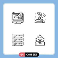 Universal Icon Symbols Group of 4 Modern Filledline Flat Colors of analysis server seo wall android Editable Vector Design Elements