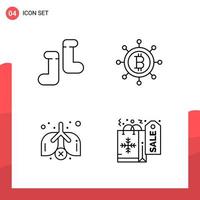 Pack of 4 Universal Outline Icons for Print Media on White Background Creative Black Icon vector background