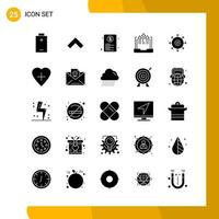 25 Icon Set Solid Style Icon Pack Glyph Symbols isolated on White Backgound for Responsive Website Designing Creative Black Icon vector background