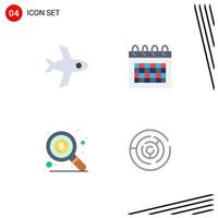 Stock Vector Icon Pack of 4 Line Signs and Symbols for flight puzzle date find strategy Editable Vector Design Elements