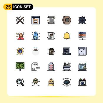 Modern Set of 25 Filled line Flat Colors and symbols such as fruits food interface apricot juice invoice Editable Vector Design Elements