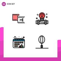 Pack of 4 Modern Filledline Flat Colors Signs and Symbols for Web Print Media such as clip calendar editing plump dots Editable Vector Design Elements