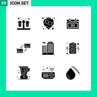 Universal Icon Symbols Group of 9 Modern Solid Glyphs of sync link calendar connection date Editable Vector Design Elements