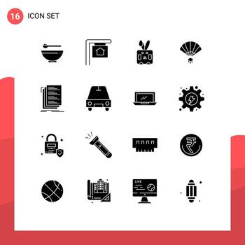 16 Thematic Vector Solid Glyphs and Editable Symbols of compile code easter chinese hand Editable Vector Design Elements