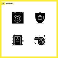4 Creative Icons Modern Signs and Symbols of browser shield speedometer programing customer support Editable Vector Design Elements