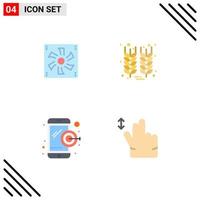 User Interface Pack of 4 Basic Flat Icons of cooler fan dartboard device grain mobile Editable Vector Design Elements