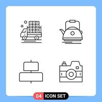 4 Line Black Icon Pack Outline Symbols for Mobile Apps isolated on white background 4 Icons Set Creative Black Icon vector background