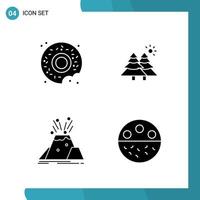 Vector Pack of 4 Glyph Symbols Solid Style Icon Set on White Background for Web and Mobile Creative Black Icon vector background