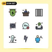 Universal Icon Symbols Group of 9 Modern Filledline Flat Colors of chat files student furniture cabinet Editable Vector Design Elements