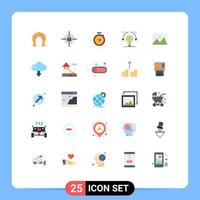 User Interface Pack of 25 Basic Flat Colors of home educat compass idea bulb Editable Vector Design Elements