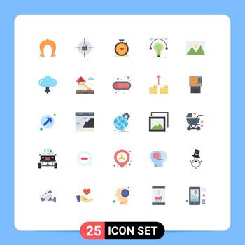 User Interface Pack of 25 Basic Flat Colors of home educat compass idea bulb Editable Vector Design Elements