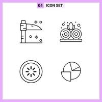 4 Icons in Line Style Outline Symbols on White Background Creative Vector Signs for Web mobile and Print Creative Black Icon vector background