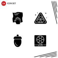 Collection of 4 Vector Icons in solid style Pixle Perfect Glyph Symbols for Web and Mobile Solid Icon Signs on White Background 4 Icons Creative Black Icon vector background