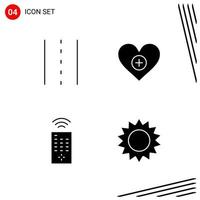 Collection of 4 Vector Icons in solid style Pixle Perfect Glyph Symbols for Web and Mobile Solid Icon Signs on White Background 4 Icons Creative Black Icon vector background