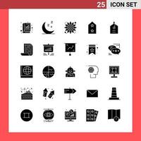 25 Icon Pack Solid Style Glyph Symbols on White Background Simple Signs for general designing Creative Black Icon vector background