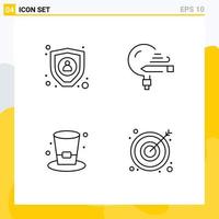 Pack of 4 Modern Filledline Flat Colors Signs and Symbols for Web Print Media such as data drink education school beer Editable Vector Design Elements